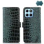 For Honor X8 5G Crocodile Top Layer Cowhide Leather Phone Case(Green)