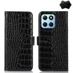 For Honor X8 5G Crocodile Top Layer Cowhide Leather Phone Case(Black)