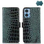 For Motorola Moto E22/E22i Crocodile Top Layer Cowhide Leather Phone Case(Green)