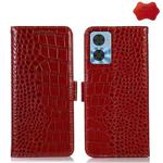 For Motorola Moto E22/E22i Crocodile Top Layer Cowhide Leather Phone Case(Red)