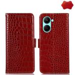 For Realme C33 4G Crocodile Top Layer Cowhide Leather Phone Case(Red)