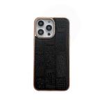 For iPhone 13 Pro Max Nano Electroplate Mahjong Texture Leather Phone Case(Black)