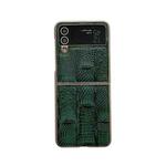 For Samsung Galaxy Z Flip4 Nano Electroplate Mahjong Texture Leather Phone Case(Green)