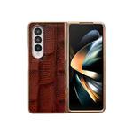 For Samsung Galaxy Z Fold4 Nano Electroplate Mahjong Texture Leather Phone Case(Brown)