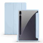 For Samsung Galaxy Tab S7 Acrylic 3-folding Smart Leather Tablet Case(Ice Blue)