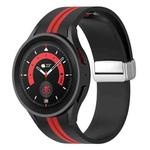 For Samsung Galaxy Watch 5 Pro Two-color Silver Buckle Silicone Watch Band(Black Red)