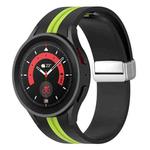 For Samsung Galaxy Watch 5 Pro Two-color Silver Buckle Silicone Watch Band(Black Lime Green)