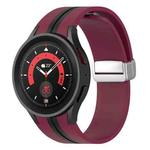For Samsung Galaxy Watch 5 Pro Two-color Silver Buckle Silicone Watch Band(Wine Red Black)