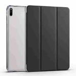 For Huawei MatePad 11 2021 3-folding Transparent TPU Smart Leather Tablet Case(Black)