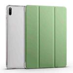 For Huawei MatePad 11 2021 3-folding Transparent TPU Smart Leather Tablet Case(Matcha Green)