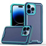 For iPhone 14 Pro Max Armour Two-color TPU + PC Phone Case(Blue+Sky Blue)