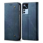 For Xiaomi 12T/12T Pro/Redmi K50 Ultra Denim Texture  Horizontal Flip Leather Phone Case(Blue)