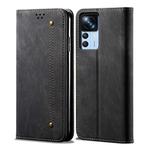 For Xiaomi 12T/12T Pro/Redmi K50 Ultra Denim Texture  Horizontal Flip Leather Phone Case(Black)