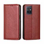 For vivo Y52t Grid Texture Magnetic Flip Leather Phone Case(Red)