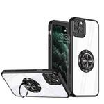 For iPhone 14 Pro Cool Armor Ring Holder Transparent Phone Case(Graphite Black)