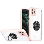 For iPhone 13 Pro Max Cool Armor Ring Holder Transparent Phone Case(Pink)