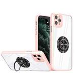 For iPhone 12 Pro Cool Armor Ring Holder Transparent Phone Case(Pink)