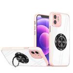 For iPhone 12 Cool Armor Ring Holder Transparent Phone Case(Pink)