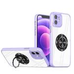 For iPhone 12 Cool Armor Ring Holder Transparent Phone Case(Purple)