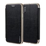 For iPhone  XS / X CMai2 Linglong Series PC+PU Horizontal Flip Leather Case with Holder & Card Slot(Black)