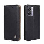 For OPPO K10 5G Global Non-Magnetic Retro Texture Flip Leather Phone Case(Black)