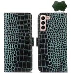 For Samsung Galaxy S23+ 5G Crocodile Top Layer Cowhide Leather Phone Case(Green)