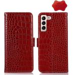 For Samsung Galaxy S23+ 5G Crocodile Top Layer Cowhide Leather Phone Case(Red)