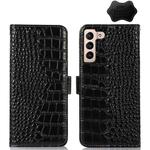 For Samsung Galaxy S23+ 5G Crocodile Top Layer Cowhide Leather Phone Case(Black)