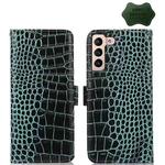 For Samsung Galaxy S23 5G Crocodile Top Layer Cowhide Leather Phone Case(Green)