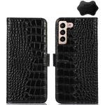 For Samsung Galaxy S23 5G Crocodile Top Layer Cowhide Leather Phone Case(Black)