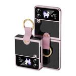 For Samsung Galaxy Z Flip4 5G Electroplating Transparent Phone Case with Ring(Rose Gold)