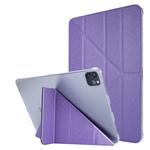 For iPad Pro 11 (2020) Silk Texture Horizontal Deformation Flip Leather Tablet Case with Three-folding Holder(Purple)