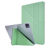 For iPad Pro 12.9 (2020) Silk Texture Horizontal Deformation Flip Leather Tablet Case with Three-folding Holder(Green)