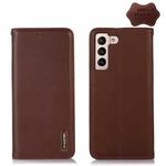 For Samsung Galaxy S23+ 5G KHAZNEH Nappa Top Layer Cowhide Leather Phone Case(Brown)