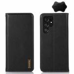 For Samsung Galaxy S23 Ultra 5G KHAZNEH Nappa Top Layer Cowhide Leather Phone Case(Black)