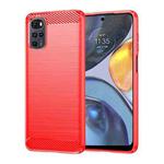 For Motorola Moto E32 India Brushed Texture Carbon Fiber TPU Phone Case(Red)