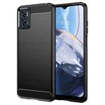 For MotorolaMoto E22 Brushed Texture Carbon Fiber TPU Phone Case(Black)