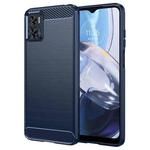 For MotorolaMoto E22 Brushed Texture Carbon Fiber TPU Phone Case(Blue)