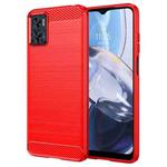 For MotorolaMoto E22 Brushed Texture Carbon Fiber TPU Phone Case(Red)