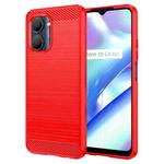 For Realme C30 Brushed Texture Carbon Fiber TPU Phone Case(Red)