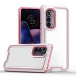 For Motorola Edge 2022 Armour Two-color TPU + PC Phone Case(White+Pink)