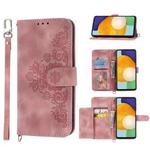 For Samsung Galaxy A33 5G Skin-feel Flowers Embossed Wallet Leather Phone Case(Pink)