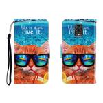 For Xiaomi Redmi Note 9 Pro Colored Drawing Horizontal Flip Leather Case with Holder & Card Slot & Wallet(Underwater Cat)