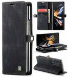 For Samsung Galaxy Z Fold4 AutSpace A01 Retro Skin-feel Crazy Horse RFID Leather Phone Case(Black)