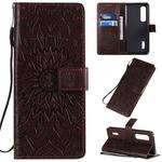 For OPPO Find X2 Pro Pressed Printing Sunflower Pattern Horizontal Flip PU Leather Case with Holder & Card Slots & Wallet & Lanyard(Brown)