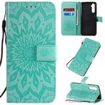 For OPPO Realme 6 Pro Pressed Printing Sunflower Pattern Horizontal Flip PU Leather Case with Holder & Card Slots & Wallet & Lanyard(Green)