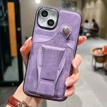 For iPhone 14 Side Leather Rotation Card Holder Phone Case(Purple)