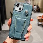 For iPhone 14 Plus Side Leather Rotation Card Holder Phone Case(Green)