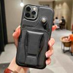 For iPhone 12 Pro Side Leather Rotation Card Holder Phone Case(Black)