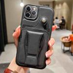 For iPhone 11 Pro Max Side Leather Rotation Card Holder Phone Case(Black)